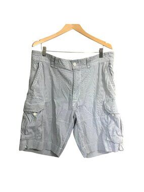 POLO RALPH LAUREN MEN BLUE/WHITE STRIPPE 100% COTTON CARGO SHORTS SIZE 38